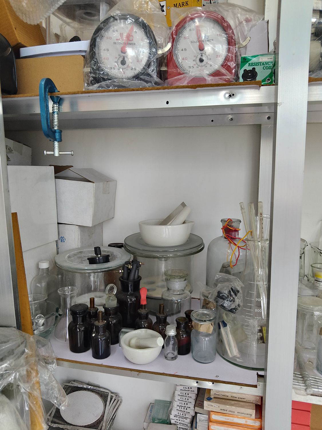 Reagent bottles and laboratory supplies